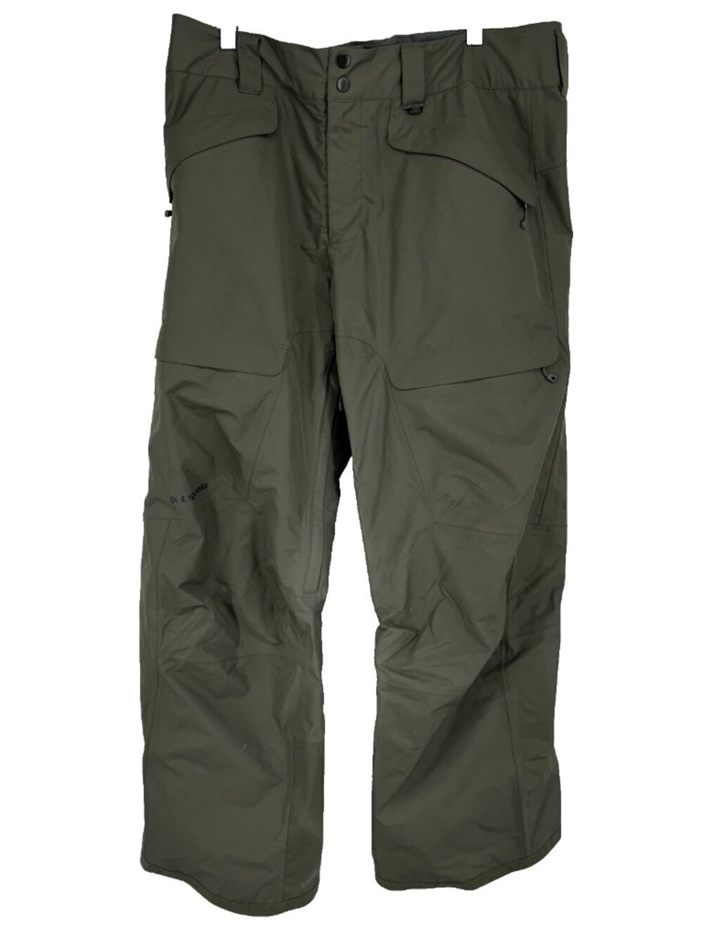 Patagonia Men L Snowshot Pants Olive Green Pockets Waterproof Adjustable Waist